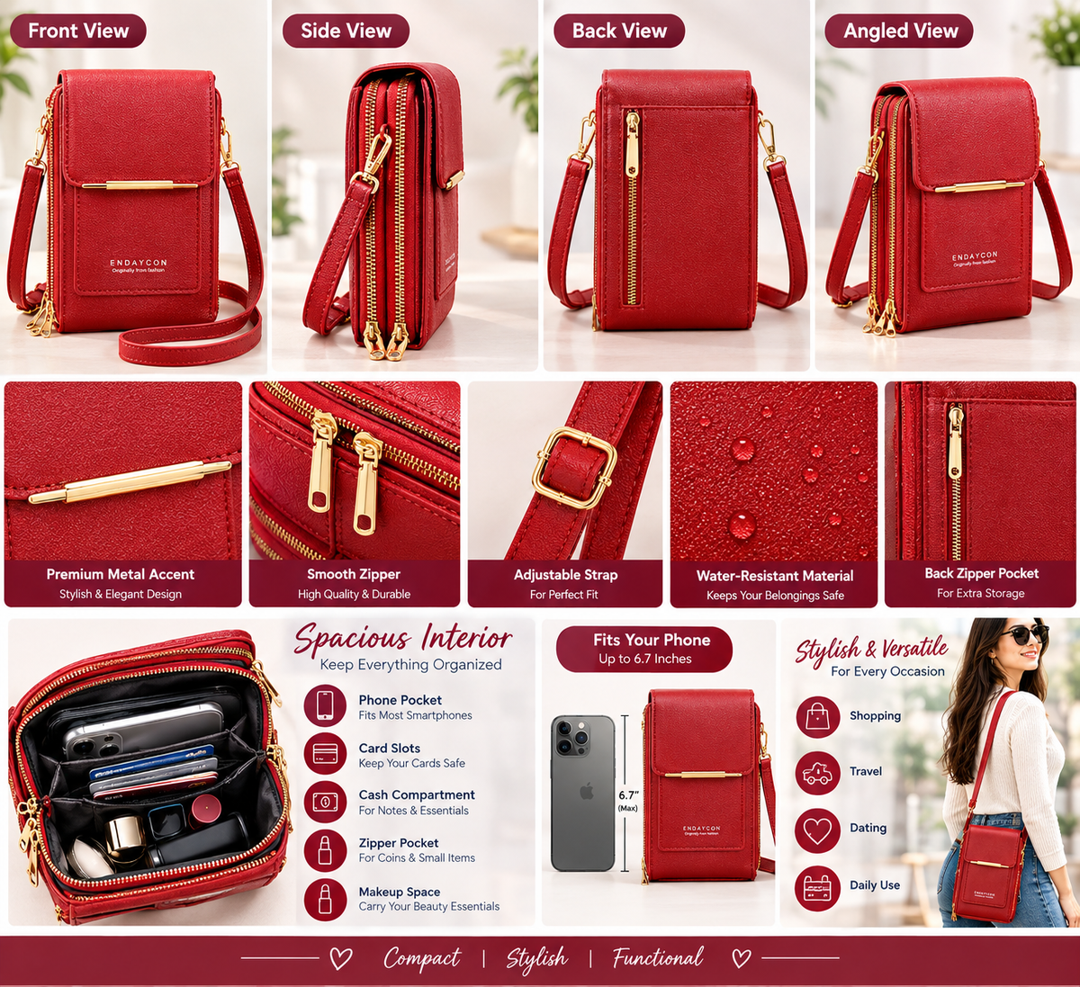 Women's Touch Screen Mobile Phone Messenger bag