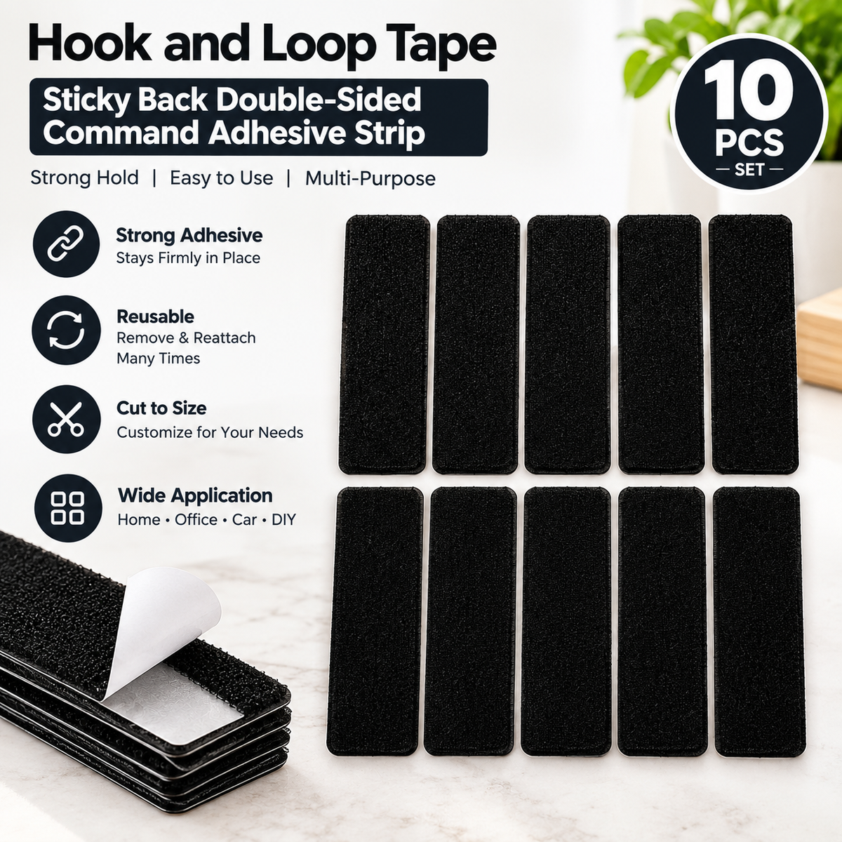 Hook and Loop Tape Sticky Back Double-Sided  Strip